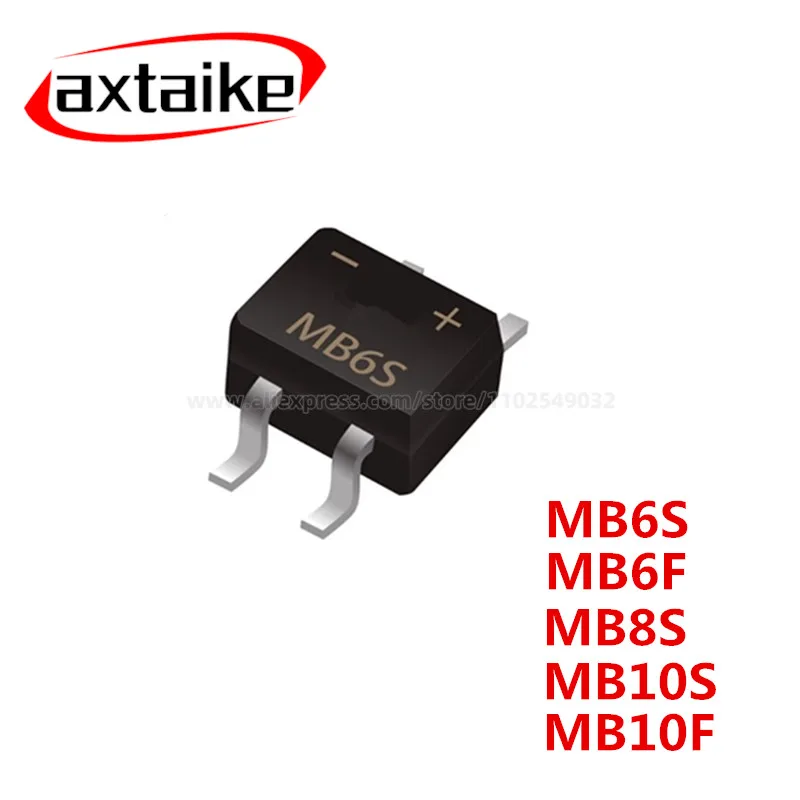 50PCS  MB6S MB6F MB8S MB10S MB10F SOP-4 Ultra thin rectifier bridge stack 1A/1000V Brand new quality assurance