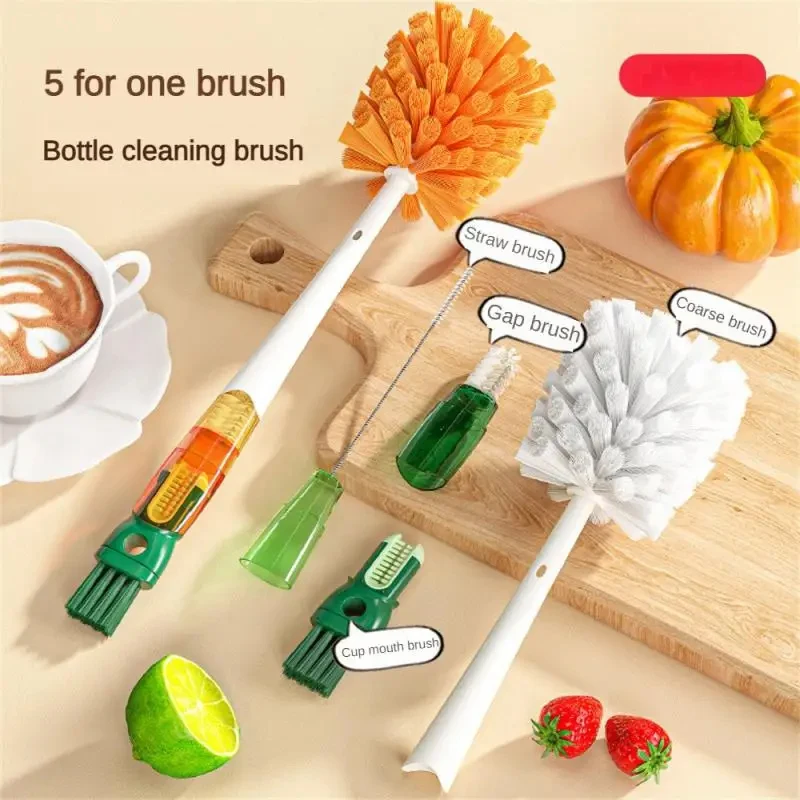 4/5 in 1 Water Bottle Cleaning Brush Detachable Long Handle Scrubber for Sippy Cup Cap Gap Baby Bottles Kitchen Cleaning Tool