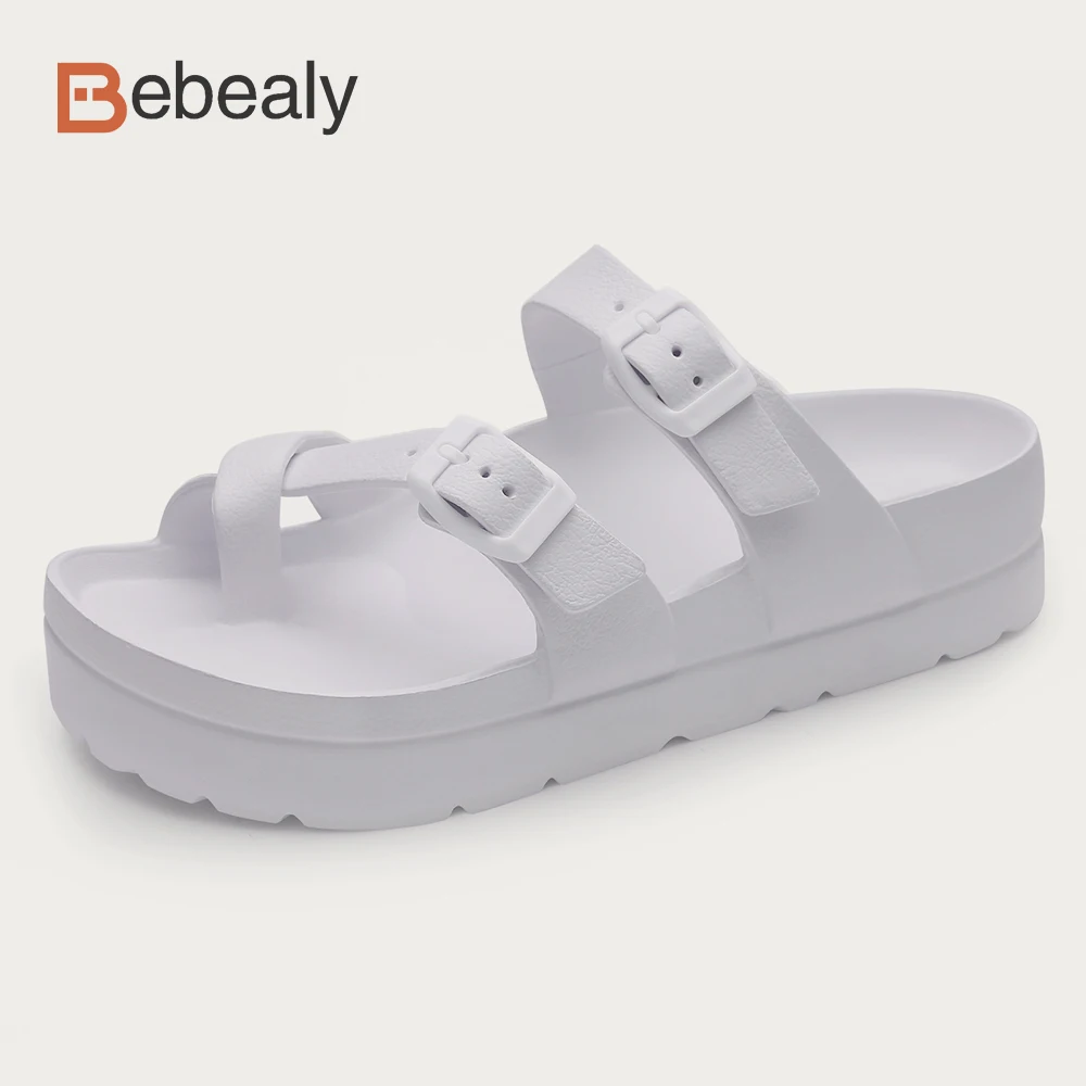 

Bebealy Women's Sandals Fashion Platform Beach Flat Sandals Adjustable buckle Non-slip Sandals With Arch Support New EVA Sandals