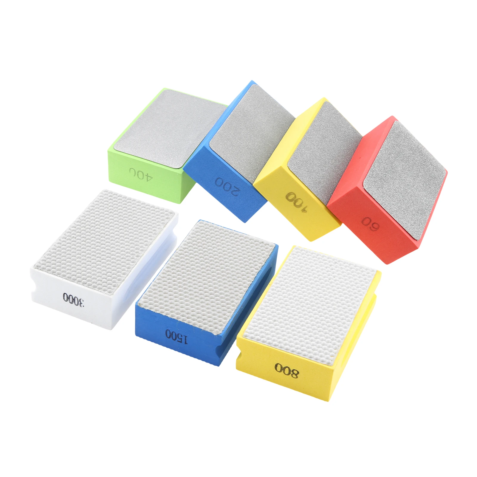 7PCS Diamond Hand Polishing Pads For Polishing Glass Wood Stone Metal DIY Home Projects Tool 60/100/200/400/800/1500/3000 Grit
