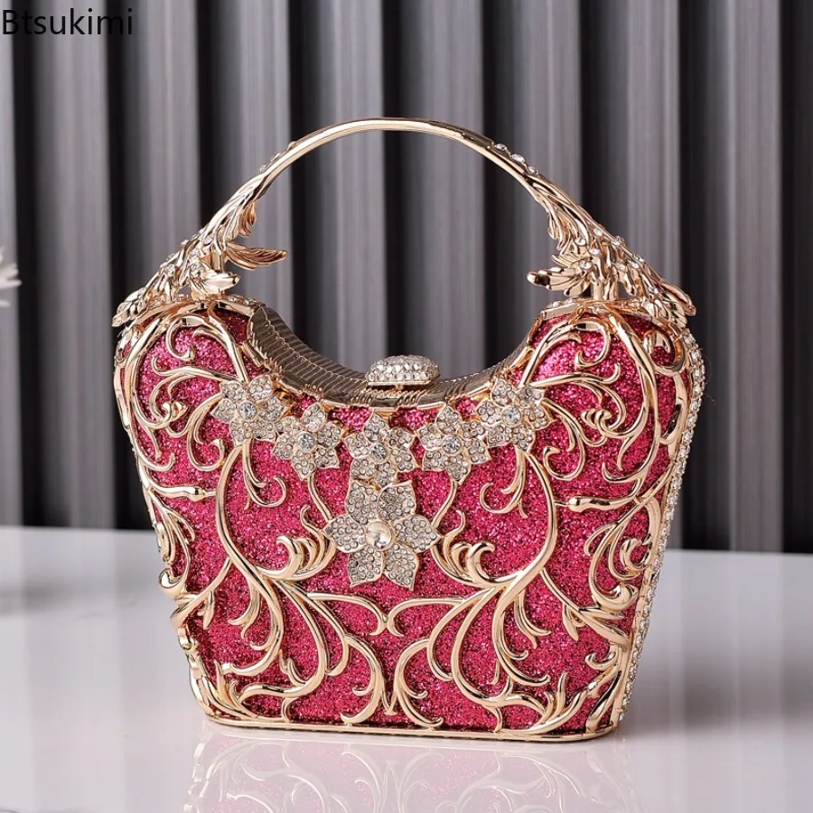 Hollow Out Metal Evening Bags Women's Fashion Shiny Party Banquet Handbags Elegant Luxury Clutch Bags Chain Shoulder Bag Purses - view 2