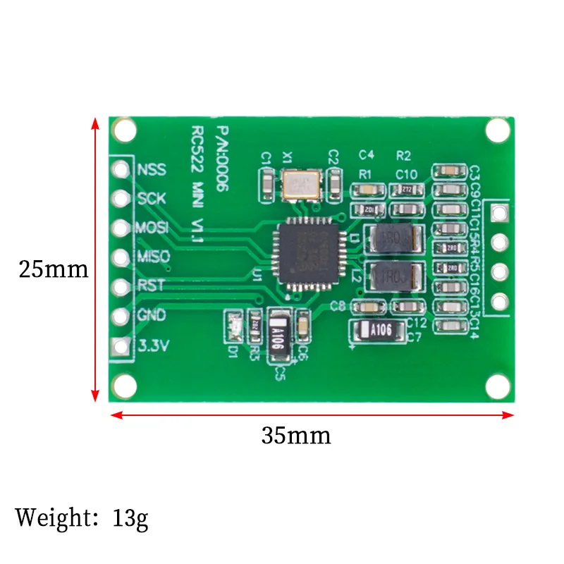MFRC522 RC522 RFID radio frequency induction IC card read and write module of small size mini 13.56 MHZ