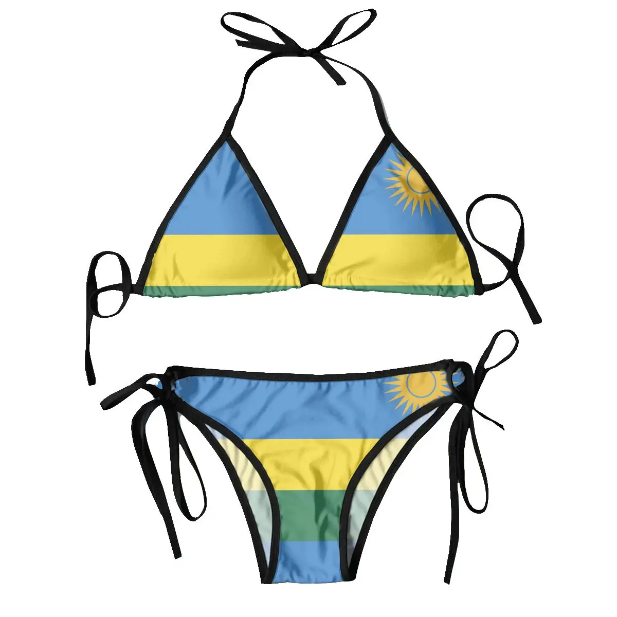 

Women Sexy Bikini Set Bra Halter Thong Swimsuit Beachwear Bathing Rwanda Flag