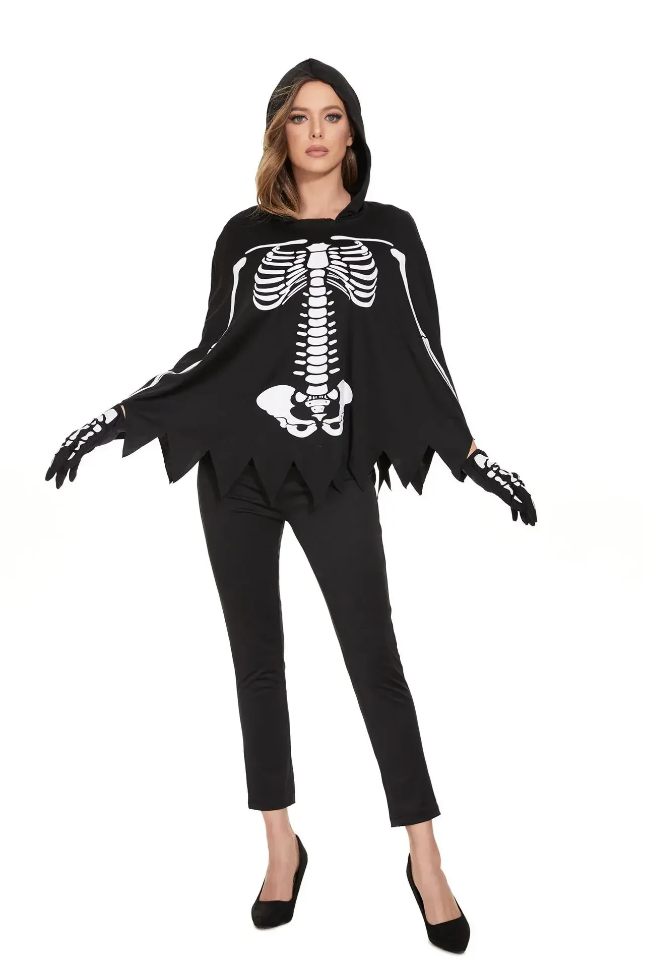 

Halloween Adult Grim Reaper Costume Spooky Skeleton Ghost Costume