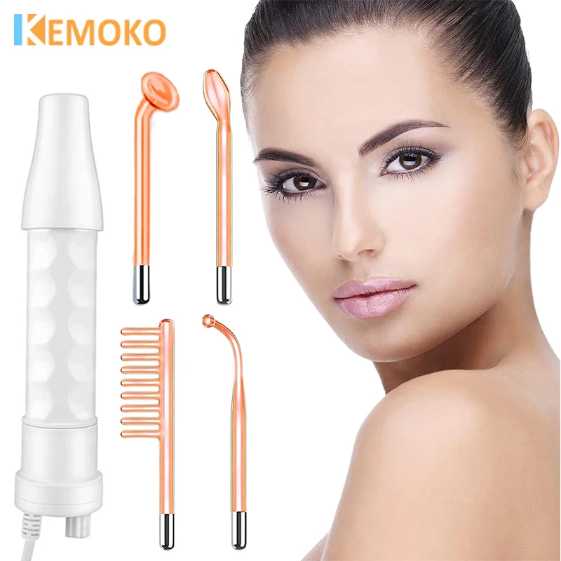 

4 in 1 Electrotherapy Glass Tube Machine High Frequency Wand Neon Argon Skin Spot Acne Wand Wrinkle Acne Spots Remover Face Care