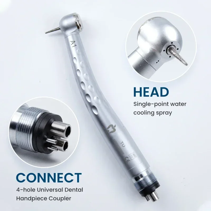 APPLEDENTAL A1 SU Turbine Dental Handpiece Featuring Hercules Single-point Water, Large Push Button, and German Ceramic Bearings