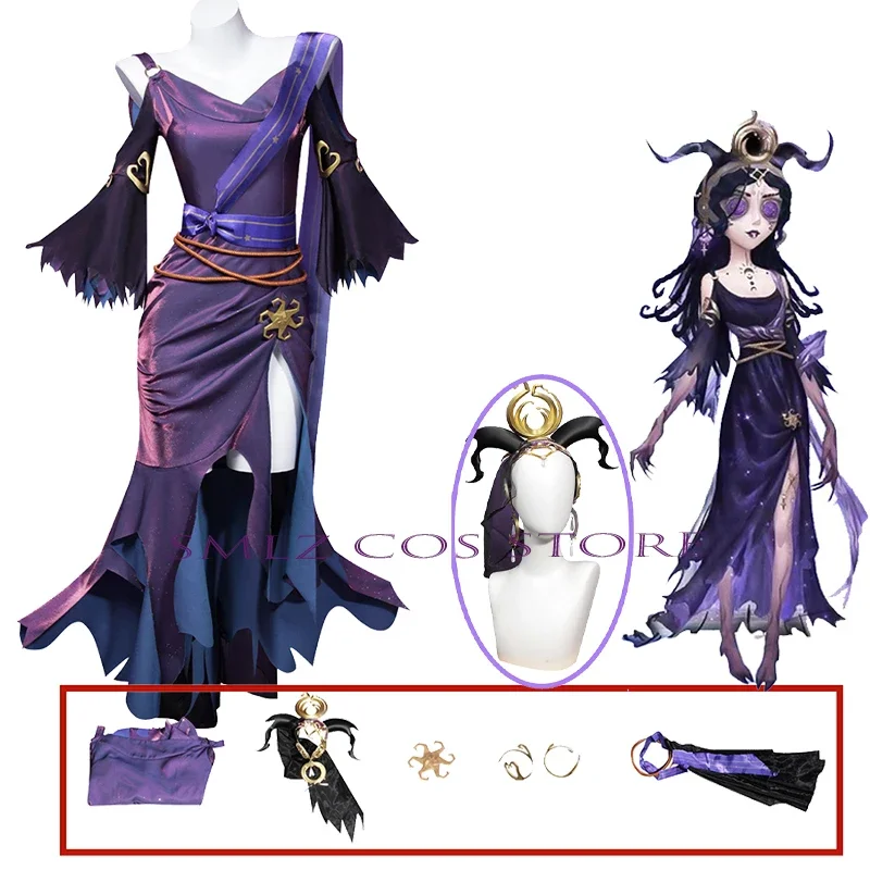 Sotot Fiona Gilman Cosplay Game Identity V Priestess Costume Dress Headgear Wig Set Halloween Party Play Outfit for Woman