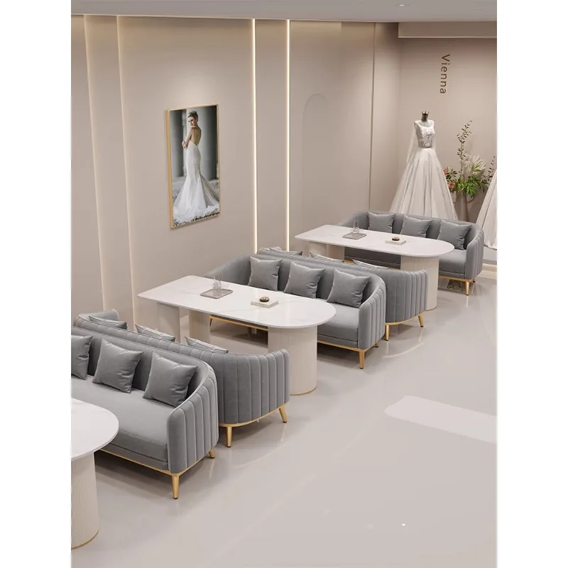 

Cream Wind Studio Selection Area Wedding Shop Nail Salon Rest Area Order Table Negotiation Card Seat Sofa Table and Chair Combin