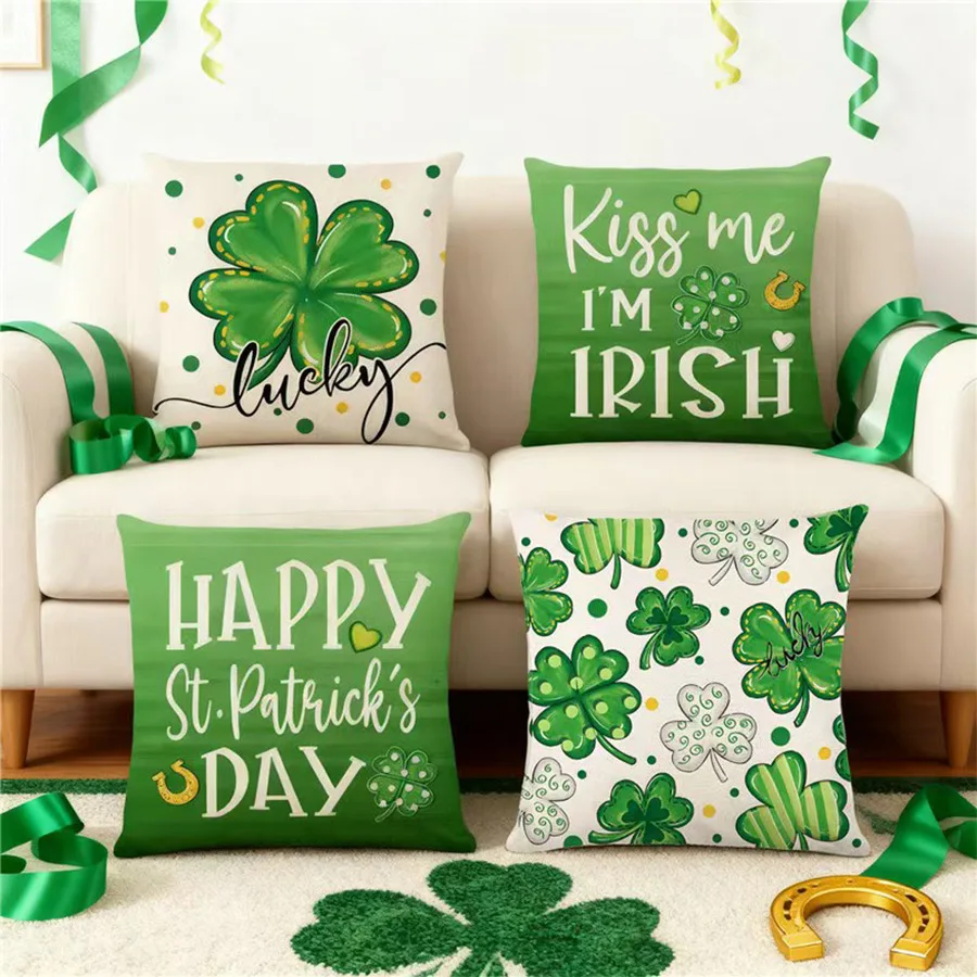 VIKAMA's New Saint Patrick's Day Printed Throw Pillow Set For Sofa, Living Room Armchair, Home Decoration Pillow Cover