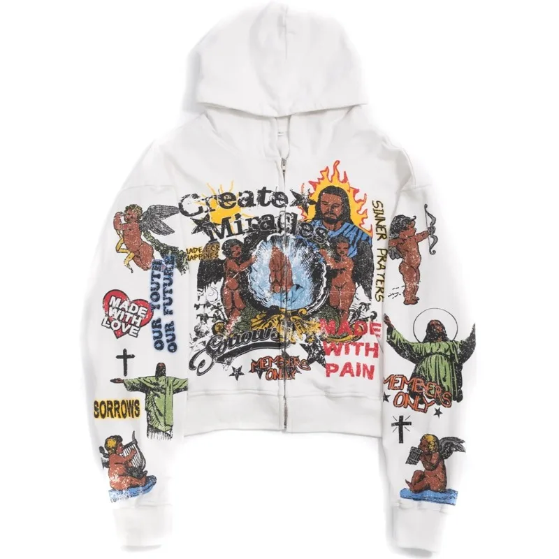 Mens Women's Clothing Sweatshirts Zippers Jacket Dark Gothic Harajuku Big Size Teenagers Cardigan Comfortable Hoodie Sweatshirt