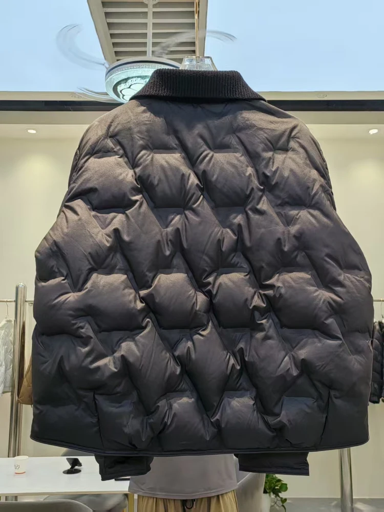 Feminino estilo curto gola de malha pequeno estilo perfumado 90 pato branco para baixo outono e inverno novo leve 2025 para baixo jaqueta