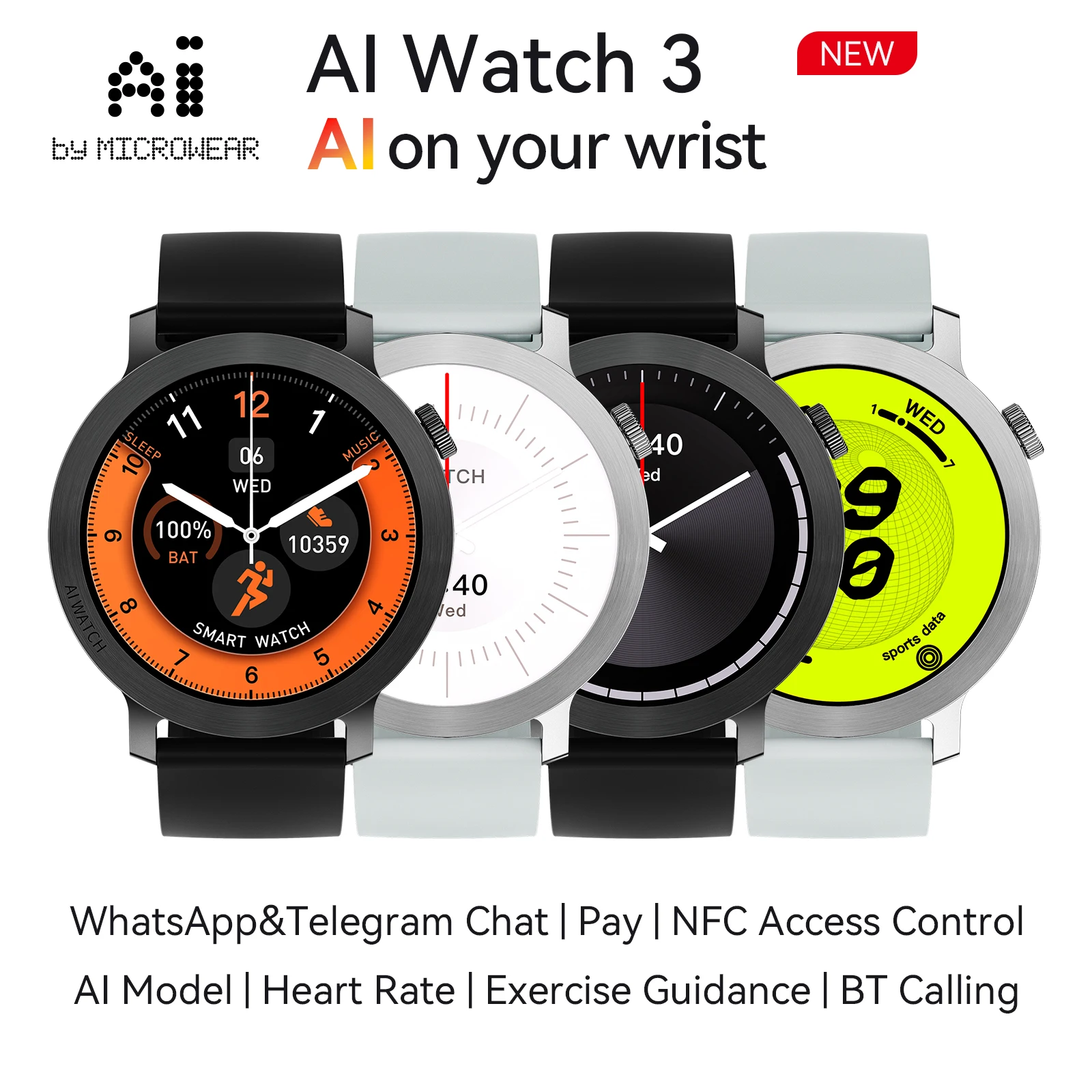 2026 Upgraded Round Screen Smartwatch, Bluetooth Call, WhatsApp & Telegram Quick Reply, Sports Health Monitoring Watch