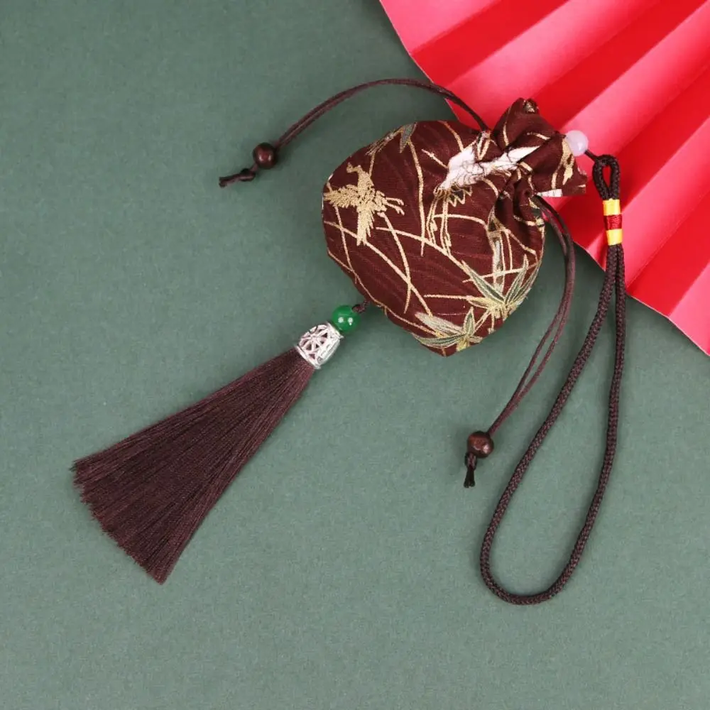 Bolsita de Tela con Estampado Retro para Hierbas Aromáticas, con Borla Colgante, Monedero Pequeño, Bolsita para Especias para Damas