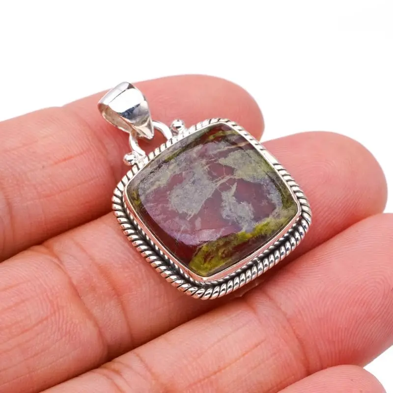 StarGems® Natural Blood Stone Handmade 925 Sterling Silver Pendant 1.25