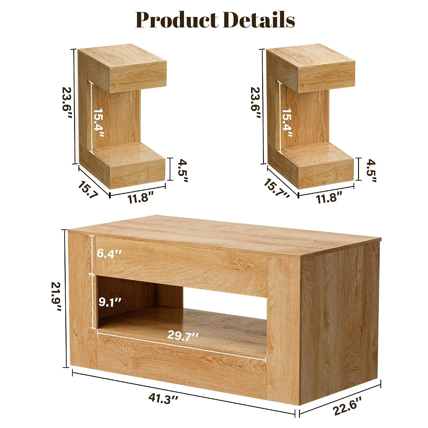 3 Piece Living Room Coffee Table Set 41.3