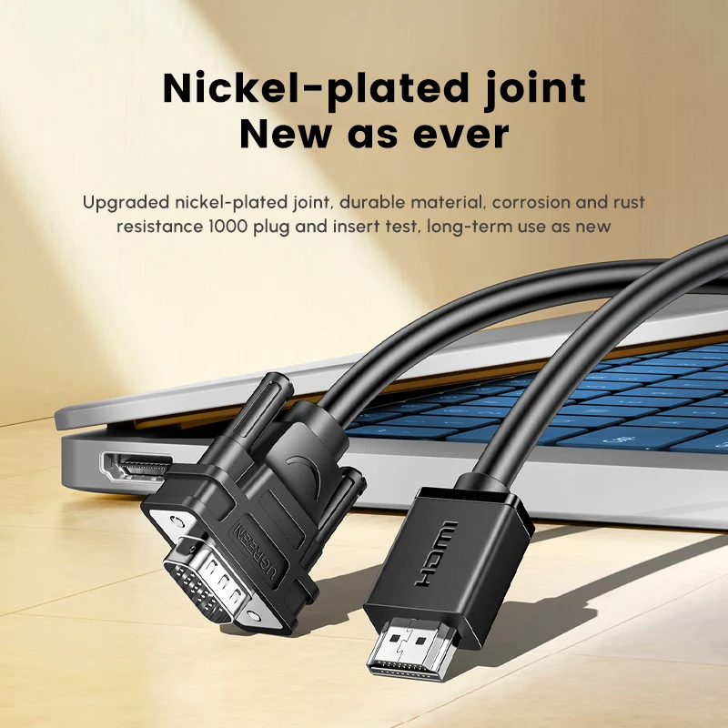 UGREEN HD MI a VGA Cable 1080P HD-MI macho a VGA macho M/M Cable convertidor de vídeo adaptador VGA