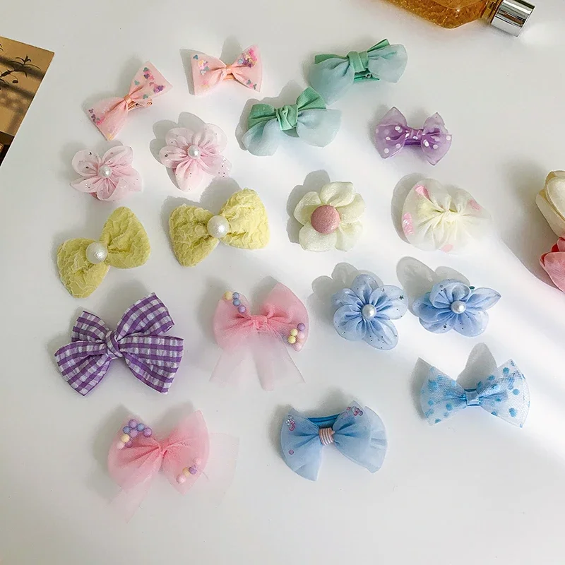 10Pcs New Korean Bow Hairpins Women Fabric Flower Bangs Broken Hair Clip Small Princess Clamp Girls Hair Accessories