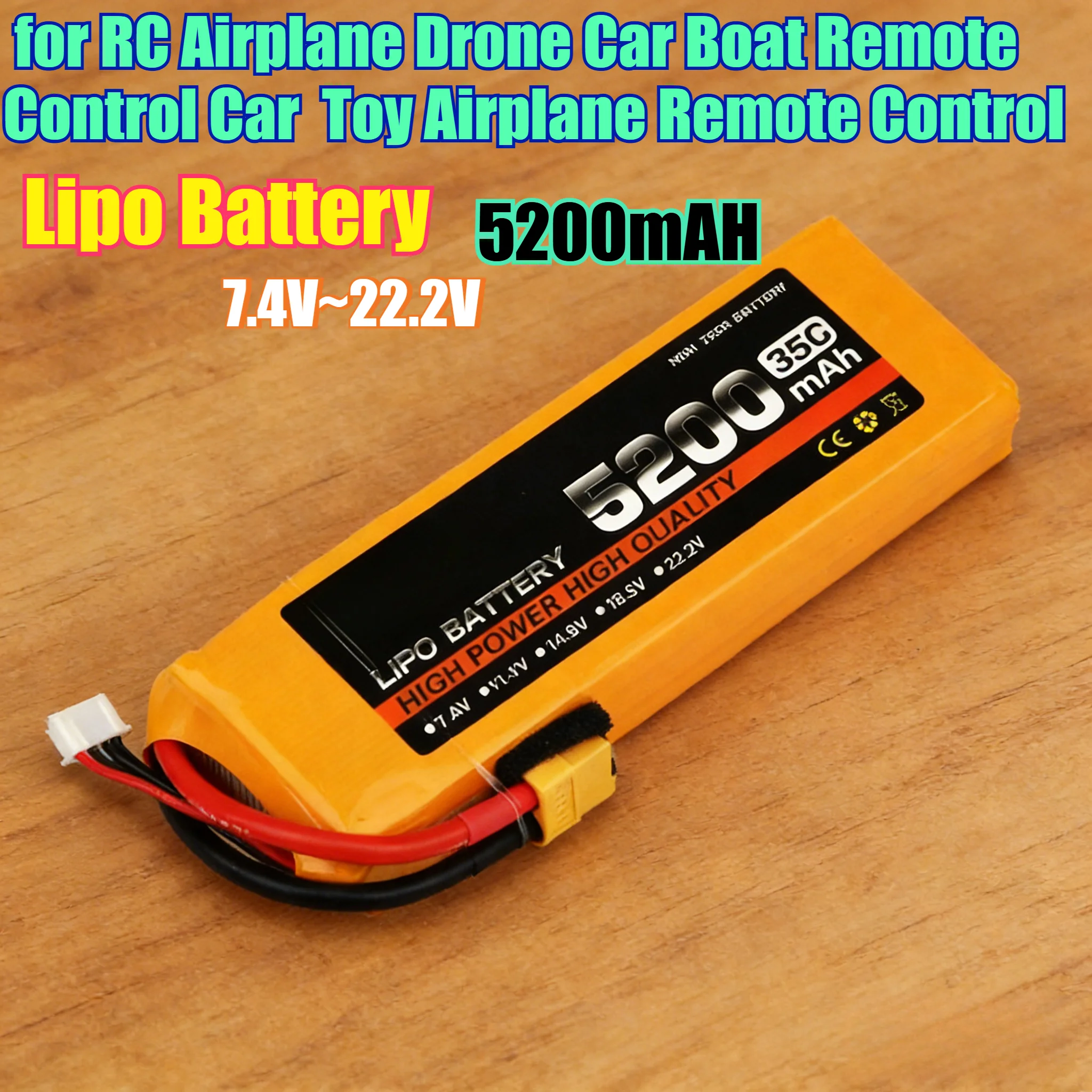 

5200 мАч 2S/3S/4S/6S 35C Высокоскоростной Lipo аккумулятор для радиоуправляемого самолета Дрон Автомобиль Лодка Пульт дистанционного управления Автомобиль Игрушечный самолет Дистанционное управление
