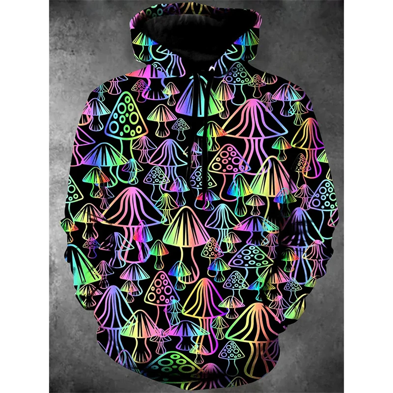 

2025 New Hoodies Magic Mushrooms Colorful Essentials Hoodie For Men's Clothes Oversized Hooded Coat Hip Hop Street Fashion Fun