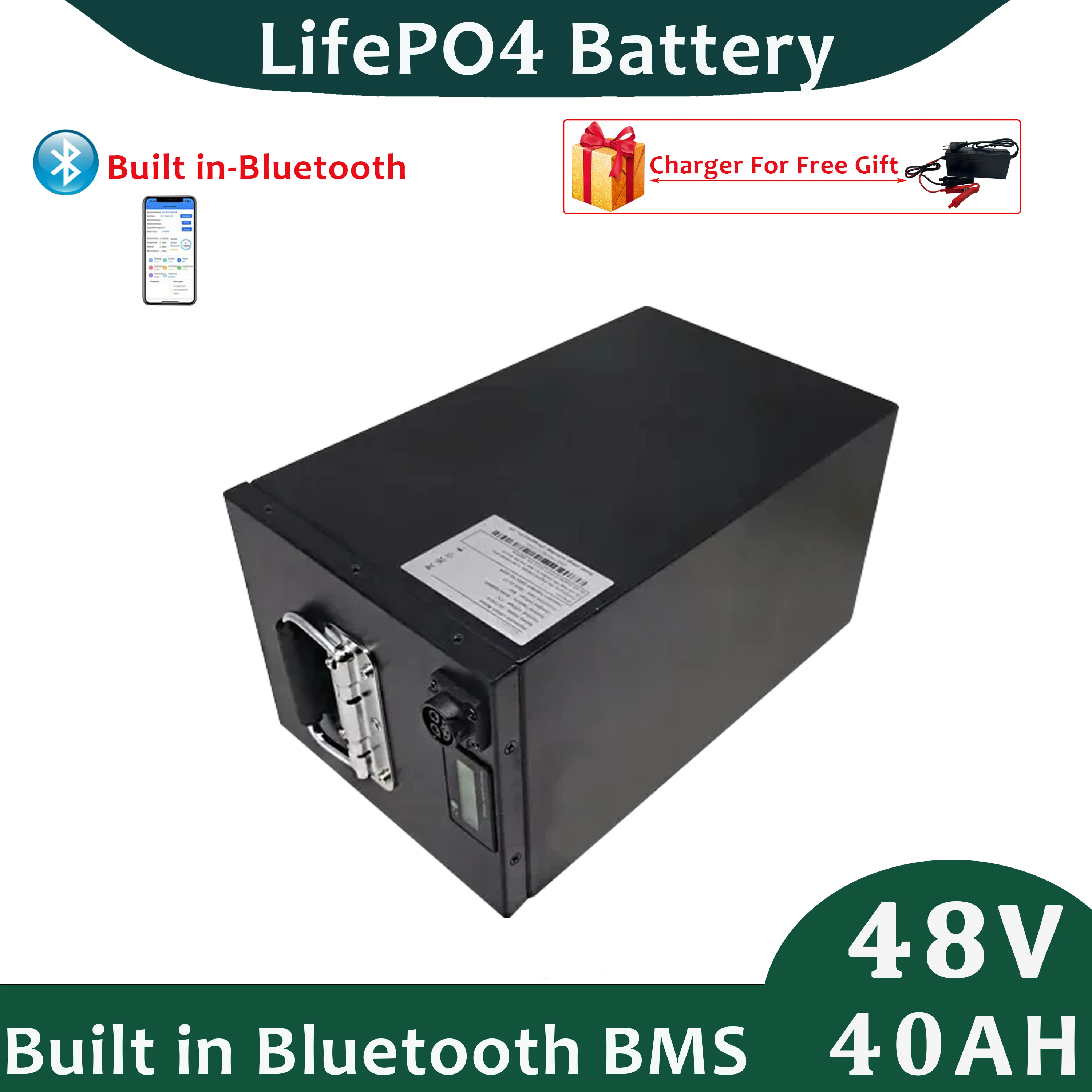 Lithium Iron Phosphate 48v 40Ah LifePO4 Battery Built in BMS With Bluetooth For Military Vehicles