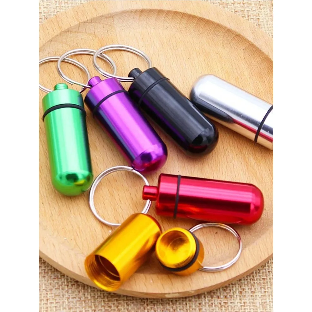 

Portable Pill Box Keychain, Aluminum Alloy Mini Pill Case Storage Box, Waterproof Metal Medicine Bottle, Suitable For Outdoor Camping Travel