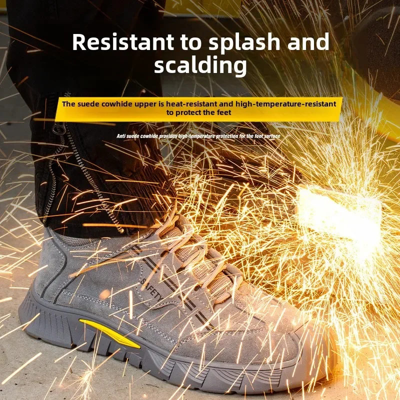 Мужские зимние защитные ботинки со стальным носком, серая, небьющаяся, противопрокалывающая рабочая обувь, прочная защитная обувь высокого качества, размер 38-45