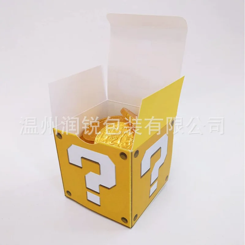 Super Mario Party Gift Box Yellow Candy Boxs Square Figure Carton Video Game Doll Catcher Question Mark Decoration Gift Cartons