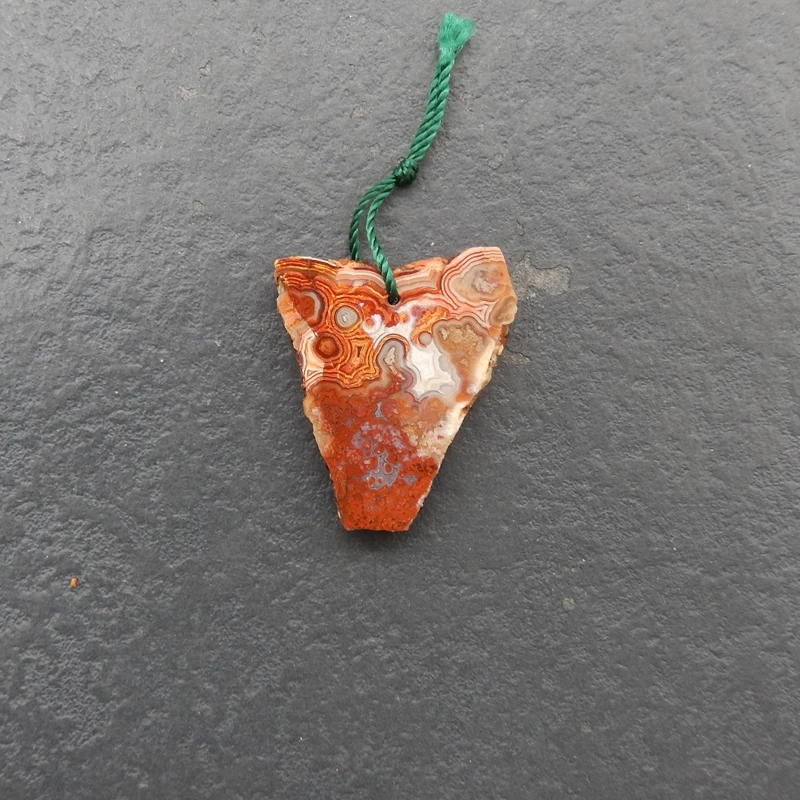 

Треугольный кулон из натурального сумасшедшего кружева с агатом — красно-белый драгоценный камень с необработанными краями для ювелирных изделий ручной работы и поделок