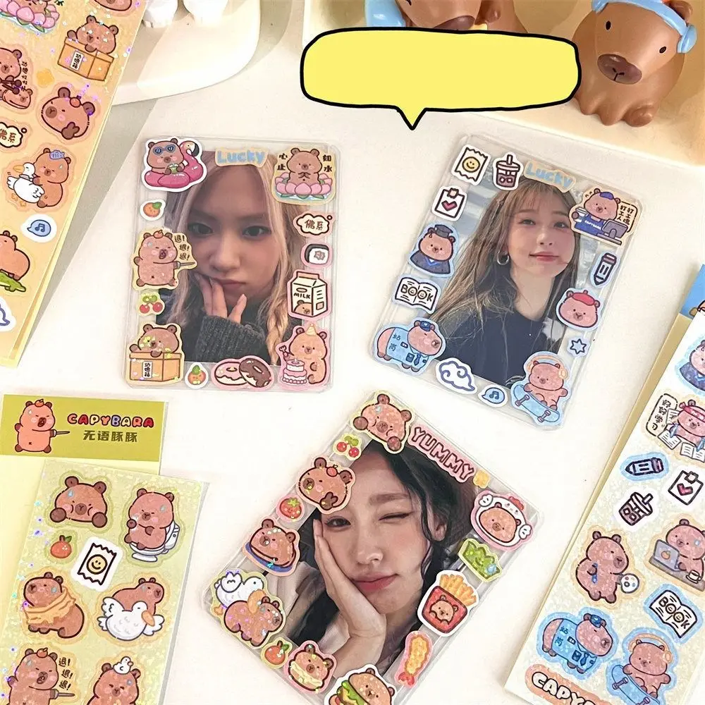 Fashion Laser Sticker Cute Cartoon Creative Capybara Sticker Decoration Sticker DIY Diary Decorative Stick Album Stick