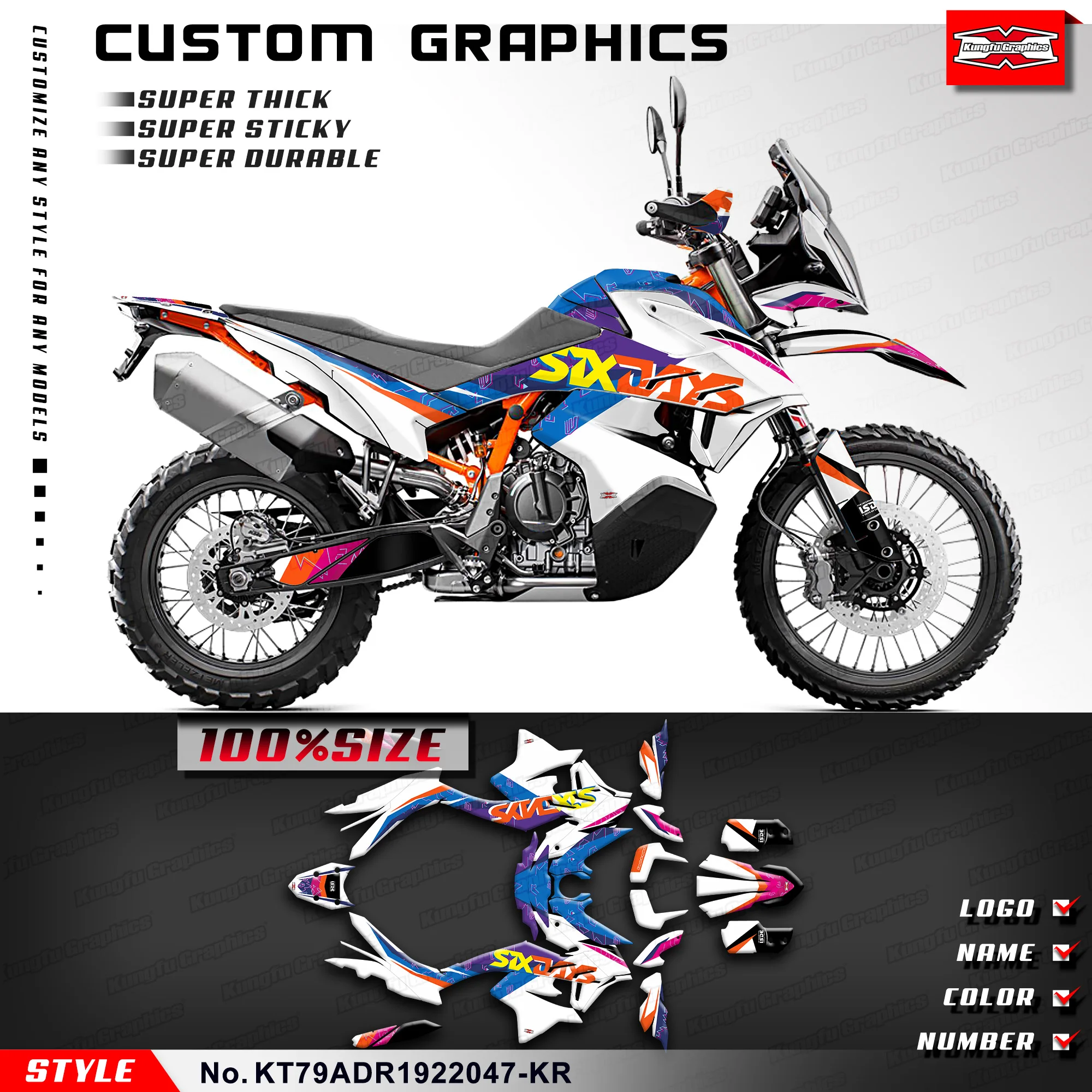 

KUNGFU GRAPHICS Adhesive Sticker Motorcycle Graphics for KTM 790 890 Adventure ADV R S L 2019 2020 21 22 Vinyl Decal, Decoration