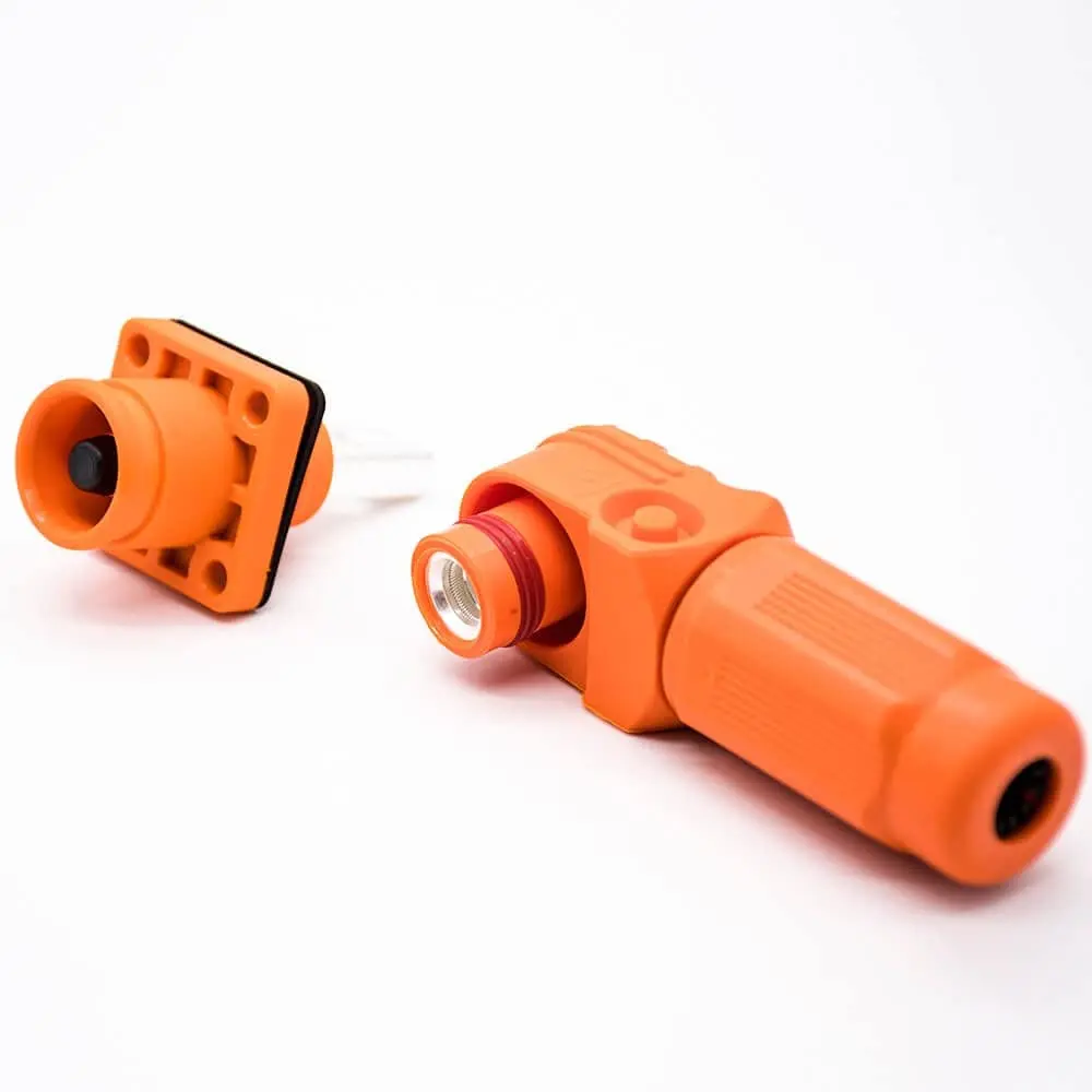 Surlok Plus with Hvil 1 Pin 8MM Plastic Female to Male Right Plug Butt-Joint Socket Orange IP65 200A Connector