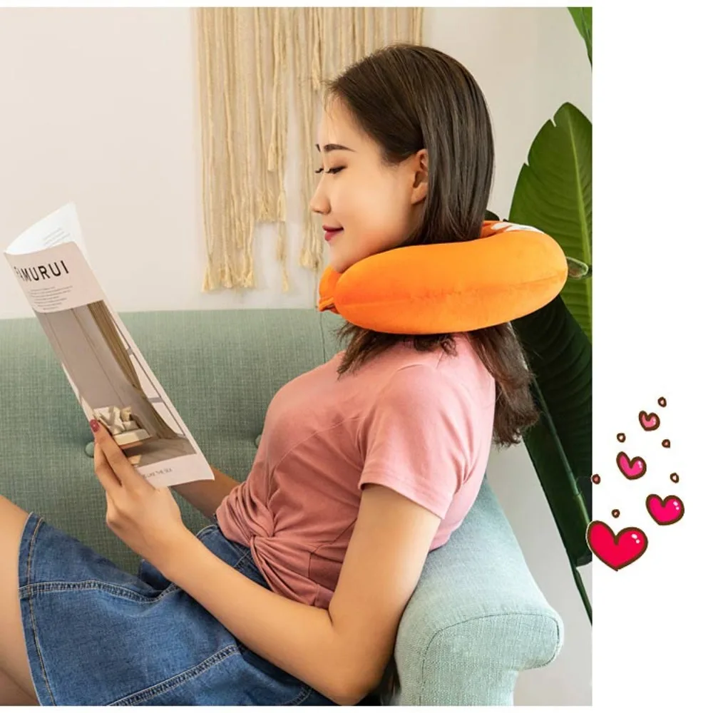 Adult Children Travel Pillow Soft Short Plush Cartoon U-shaped Pillow Portable Outdoor Nap Flight Neck Pillow Nursing Cushion