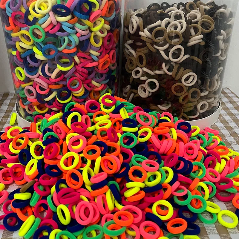 20/50/100PCS Colorful Basic Nylon Ealstic Hair Ties for Girls Ponytail Hold Scrunchie Rubber Band Kids Basic Hair Accessories