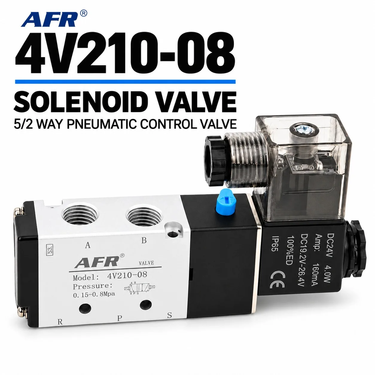 4V210-08 4V220-08 4V230 Series Pneumatic Solenoid Valve 5/2 5/3 Way 1/4 inch Air Control Valve PC8