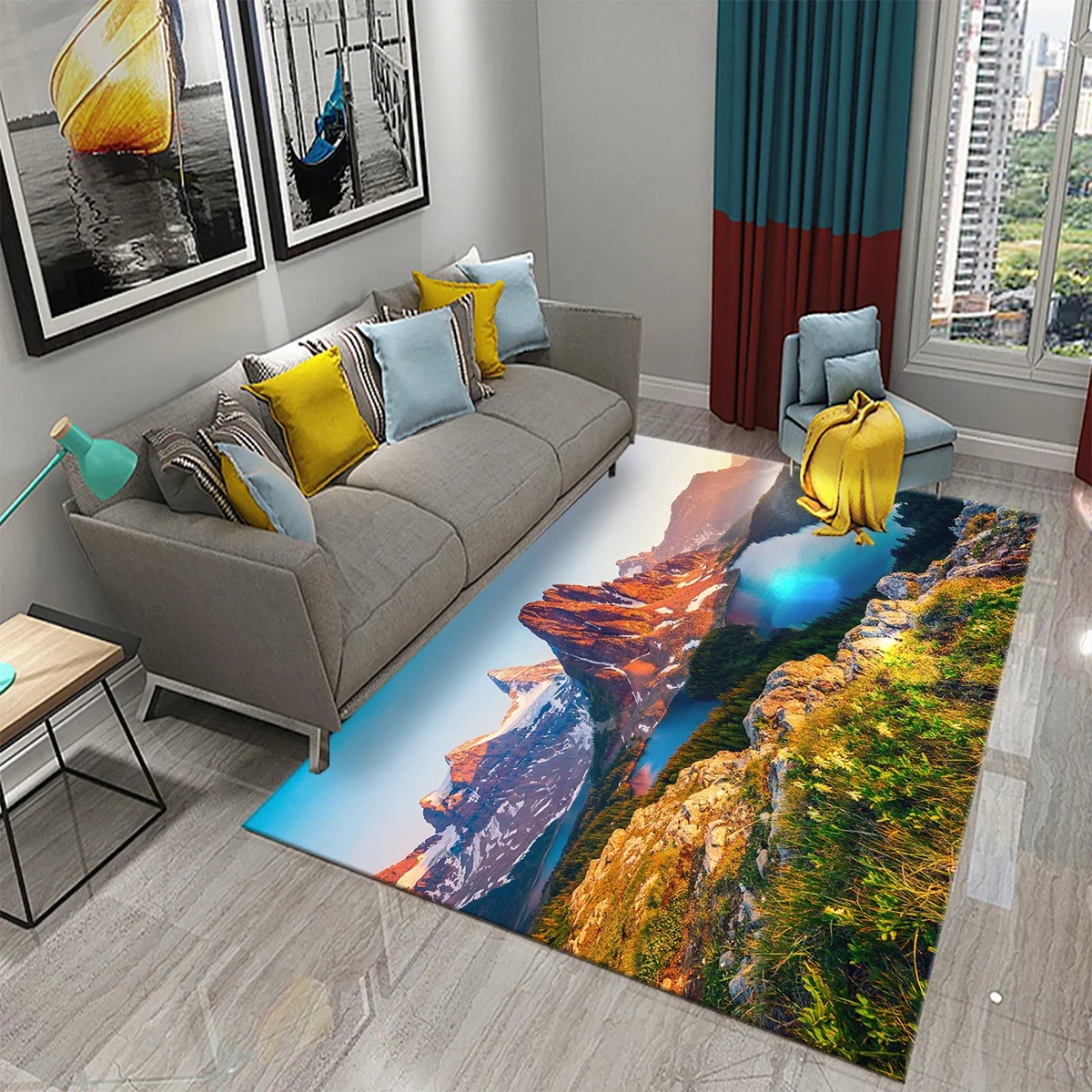 3D Color Hill Landscape Carpet Kitchen Mat Living Room Entrance Doormat Child Bedroom Decor Floor Area Rug Bathroom Non-slip Rug