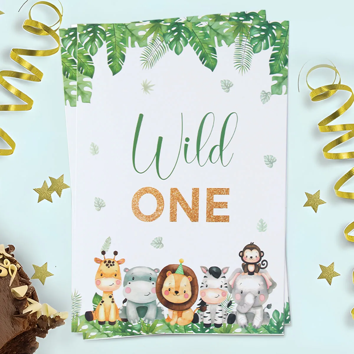 Baby Shower Jungle Animal 1st Birthday Party Favor Canvas Painting Gift for Kids Boy Girl Baptism Signature Autograph Book Print