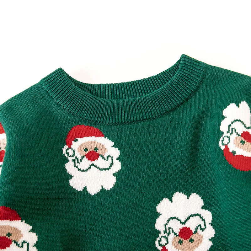 Factory direct sales European and American new autumn and winter children's Santa Claus cartoon sweater boys and girls baby pul