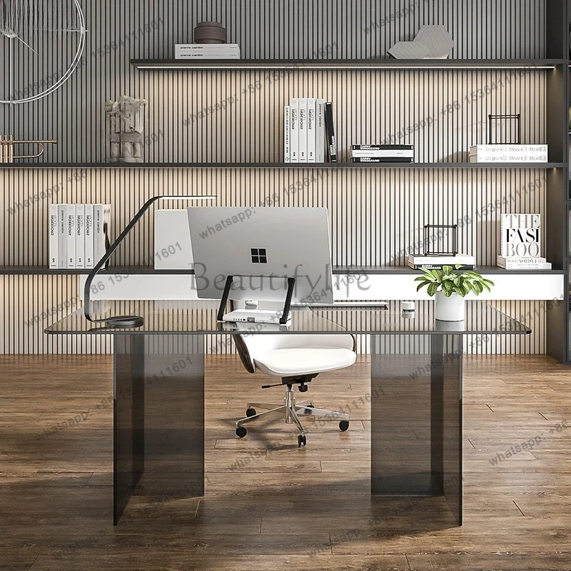 desk tempered glass computer home desk acrylic modern  writing desk