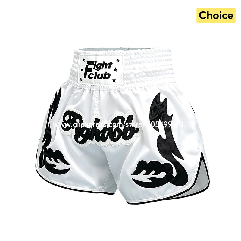 Muay Thai Boxing Shorts Unisex Kickboxing MMA Fight Shorts Lightweight Satin Fabric Side Slits for Training Sparring Competition