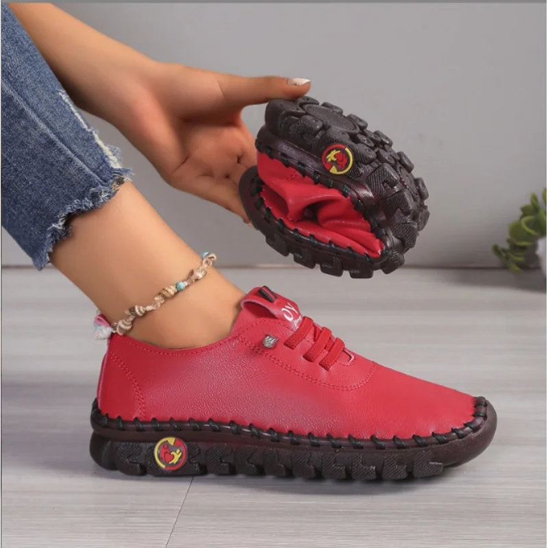 2025 New Women's Soft Leather Flats, Fine Stitching Non-Slip Wave Sole, Comfortable Flexible Shoes image 2