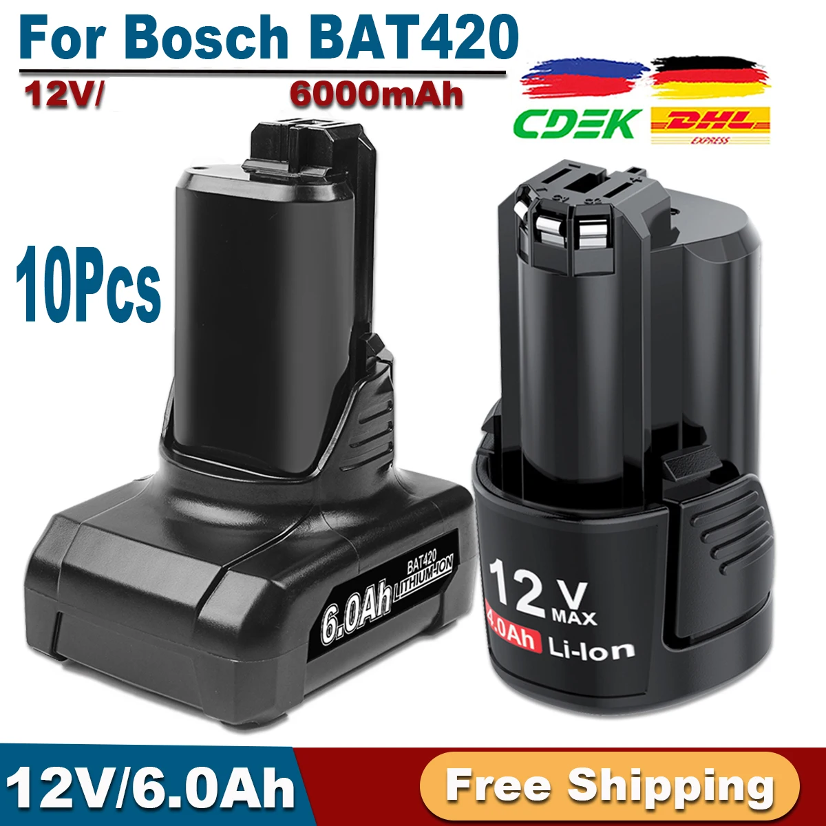 6000mAh Battery For Bosch BAT420 Rechargeable Battery 12V 6.0Ah Li-ion Battery BAT411 BAT412A BAT413A Power Tool Battery