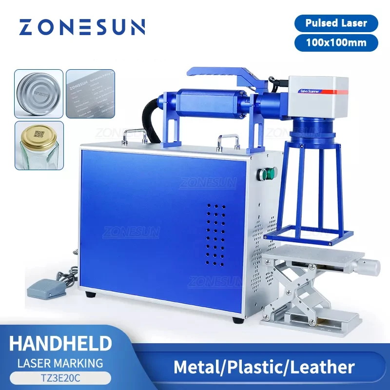 

ZONESUN Handheld Fiber Laser Marking Machine Pulsed Laser Engraver Metal Plastic Leather