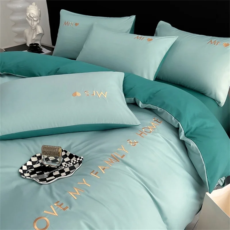 Luxury Nordic Egyptian Cotton Bedding Set King Queen Double Twin Size with Sheet Duvet Cover Pillowcase 1/2 People Bed Linen New