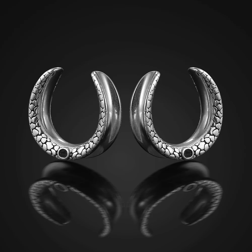 Casvort 2pcs 316 Stainless Steel Saddle Ear Tunnel Plug Piercing Women Body Jewelry Gauges Expander Gift Daily