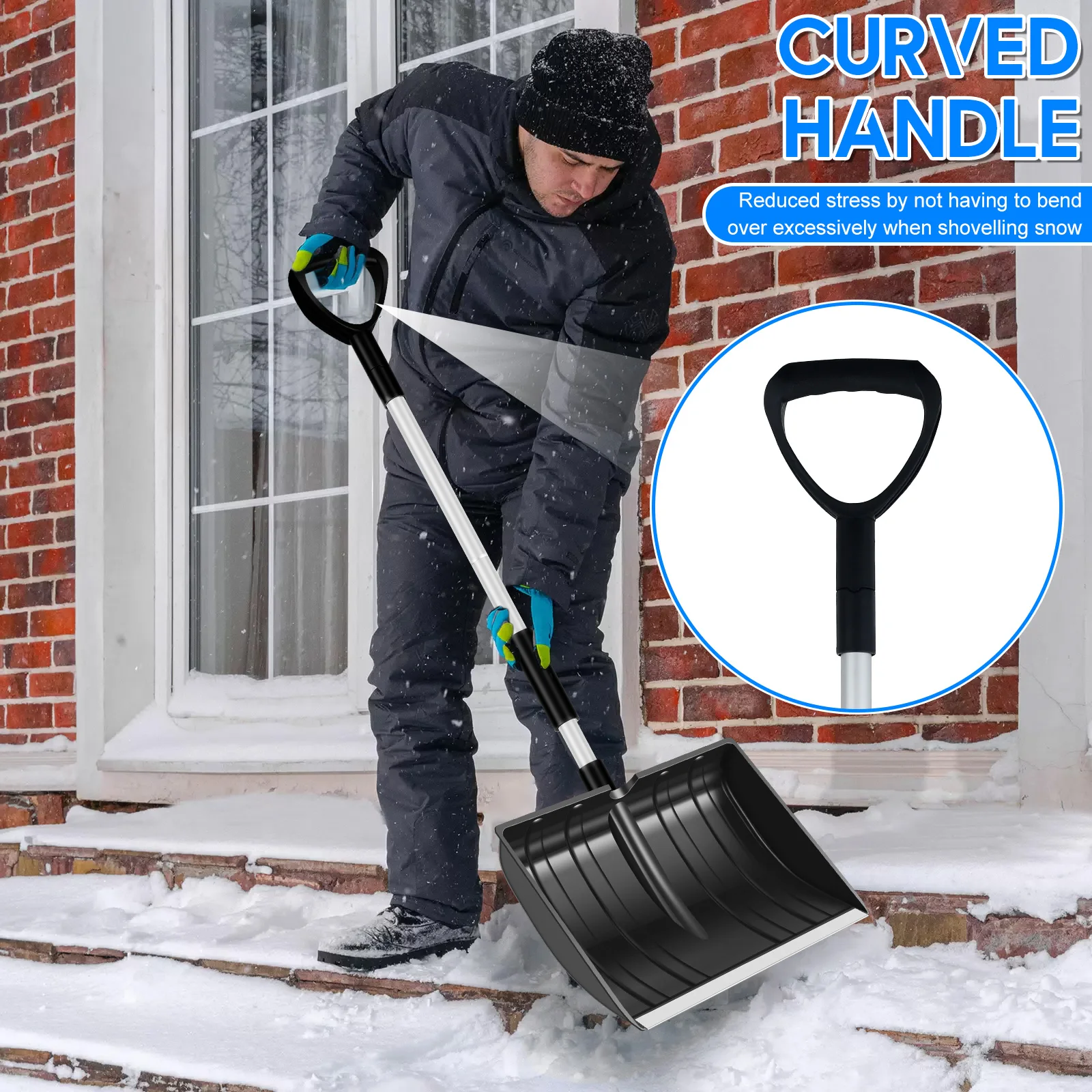 47-Inch Snow Shovel Large Capacity Snow Removal Shovel with 16-Inch Wide Shovel for Faster and Efficient Snow Clearing Tools