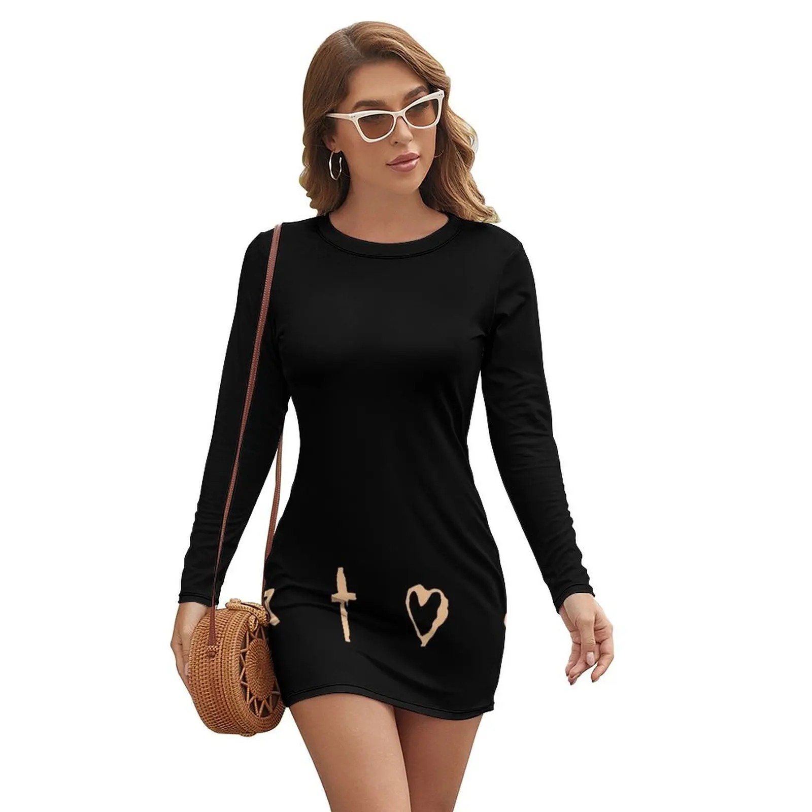 

Signs (Peach on Black) Long-sleeved Dress women's summer dress 2024 Woman's evening dress women clothing 2024 new arrivals