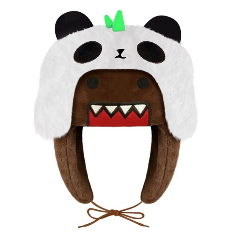 Domo Kun Panda Plush Bomber Hat Ushanka Gorras Anime Cute Winter Hat for Women Men Kawaii Warm Cap