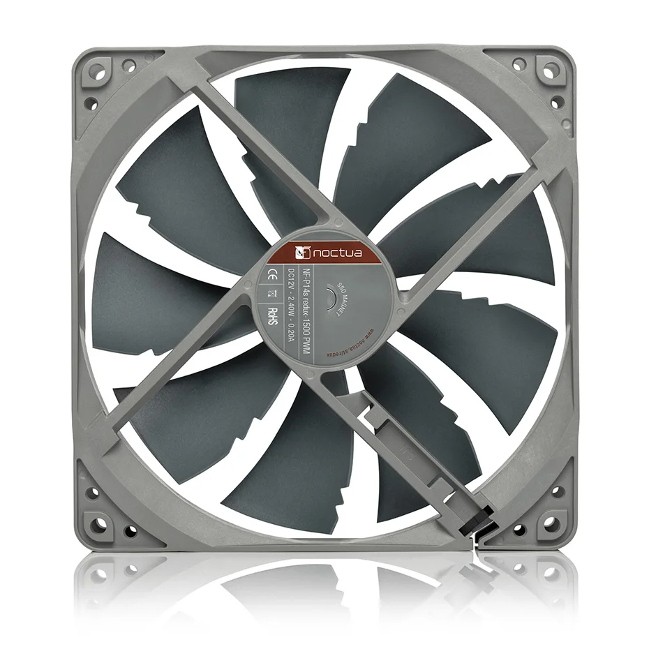 Imagem -06 - Noctua Nf-p14s 1200 1500rpm Case Ventilador 4pin Pwm Baixo Ruído Sso Rolamento 140 mm Cpu Ventilador de Refrigeração