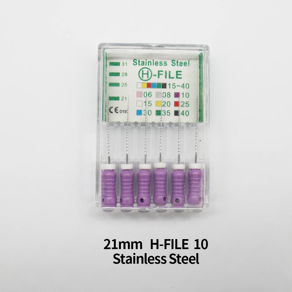 Limas K/H dentales de acero inoxidable, Canal radicular endodóntico, limas de uso manual, 1 caja