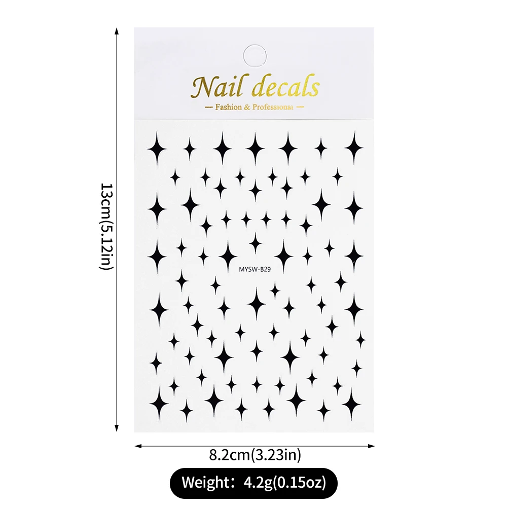 1 個 3D ゴールド/シルバー/レッド四芒星ネイルアートステッカー 8*10 センチメートルクロススターライト自己粘着スライダー Y2K マニキュアデカール *